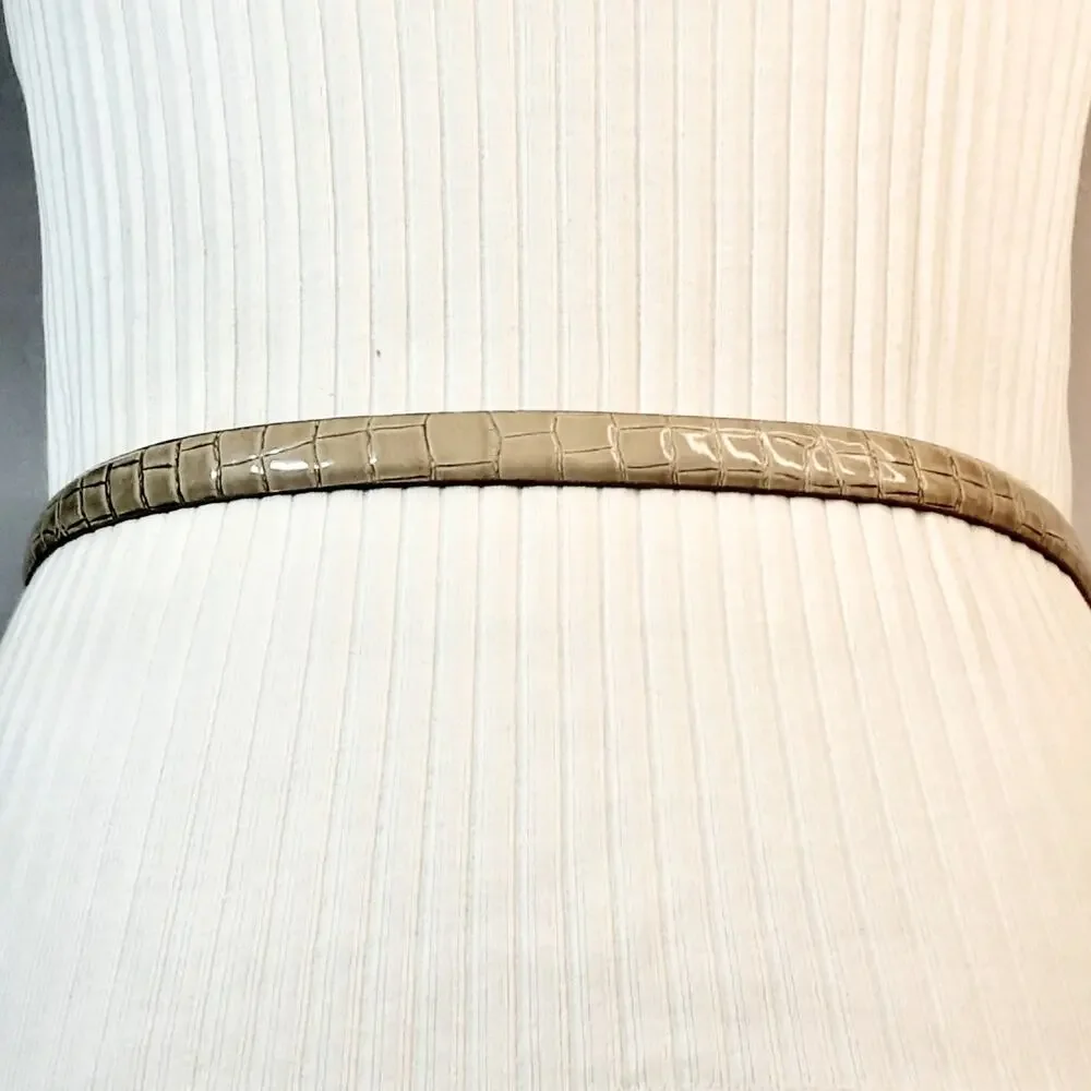 💎Ann Taylor Natural Tan Reptile Print Skinny Belt Size Small Medium